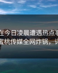 当事人在今日凌晨遭遇热点事件欲望升腾，蜜桃传媒全网炸锅，详情探秘
