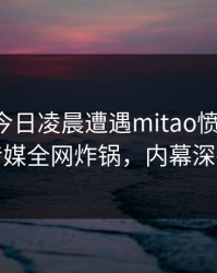 明星在今日凌晨遭遇mitao愤怒曝光！蜜桃传媒全网炸锅，内幕深扒揭秘